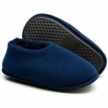 Imagem de Pantufa Sapatilha Ante Derrapante Forração de Pelo 100% Poliéster (35/36, Azul marinho)
