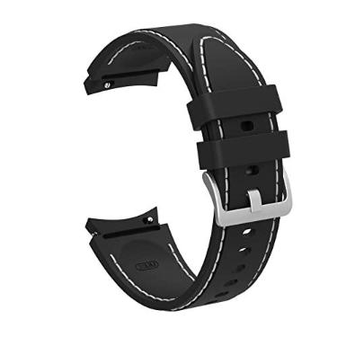 Imagem de Pulseira Silicone LTimports compativel com Galaxy Watch 7 - Galaxy Watch 6 Classic - Galaxy Watch 5 Pro - Galaxy Watch 4 Classic - Galaxy Watch FE (Preto/Branco)