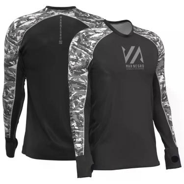 Imagem de Camiseta de Pesca Masculina Premium Flex Proteção UV 50+ - Mar Negro, 