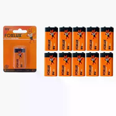Imagem de Pilha Bateria 9V 6LR61 Foxlux Alcalina com Kit com 10