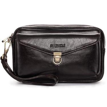 Imagem de Bolsa organizadora de couro masculina com compartimentos para proteção de cartão de crédito, E-coffee, With Card Slots