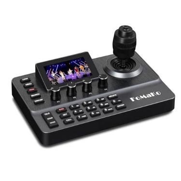 Imagem de FoMaKo Controlador PTZ PoE, visualização de tela LCD de 3 polegadas, controle de câmera PTZ Joystick 4D, para Church Live Service, Visca PELCO D/P RS232 RS485 (sem licença NDI, mas atualizável por NDI