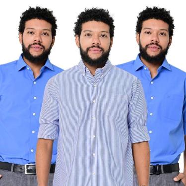 Imagem de Kit 3 Camisas Social Masculina Variadas Manga Longa Camisaria Colombo,