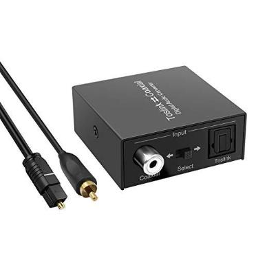 Imagem de Adaptador conversor de áudio digital ótico para coaxial ou coaxial para óptico, conversor de áudio digital coaxial bidirecional para conversor óptico, Black 3 Port Toslink Splitter, Digital Coaxial to Optical Converter
