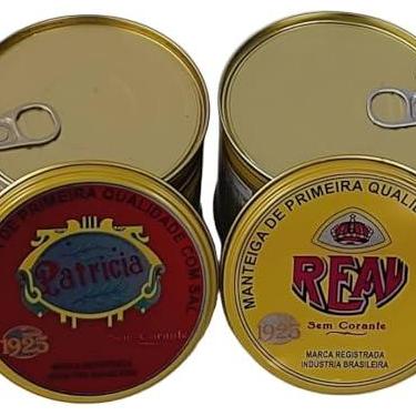 Imagem de Manteiga Patricia e Real, Sem Corante e Sem Conservante, Kit 2 Latas, 500g Cada