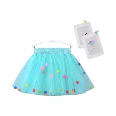 Imagem de Saia Tutu Infantil de Tule com Pompom - Vestido de Princesa para Menin