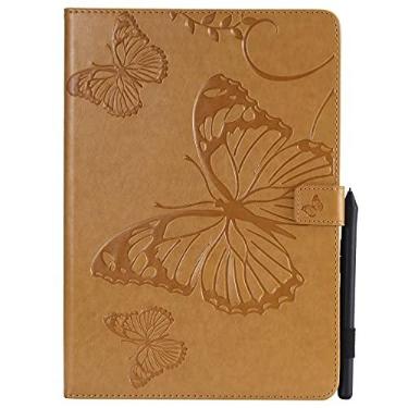 Imagem de Capa para tablet Estojo para tablet fino e leve em relevo padrão de borboleta em couro PU e slots de cartão compatível com iPad Air (3ª geração) 10,5" 2019/iPad Pro 10,5" 2017 Estojo Protetor Completo