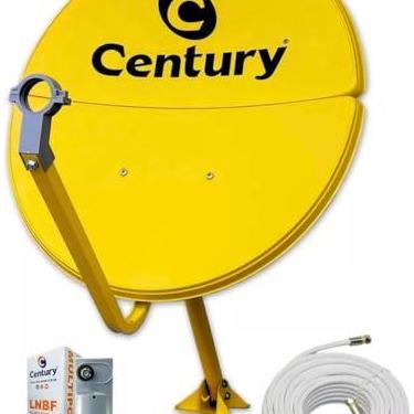 Imagem de Kit Antena KU Bipartida 60cm Amarela + LNBF Simples + Cabo 15M C/Conectores Century