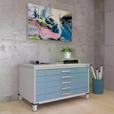 Imagem de Mapoteca Mont 5 Gavetas 71,3cm x 120,4cm Aço Azul e Cinza - Pandin Móv