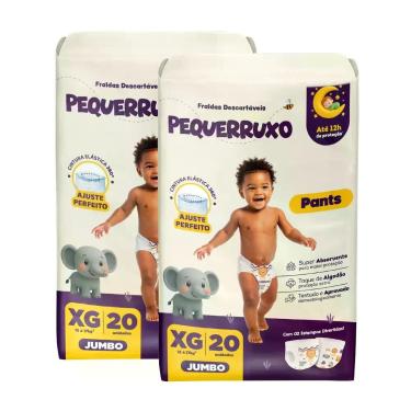 Imagem de Kit 2 FraldaCalça Pequerrucho Pants Infantil Shortinho Jumbo, XG