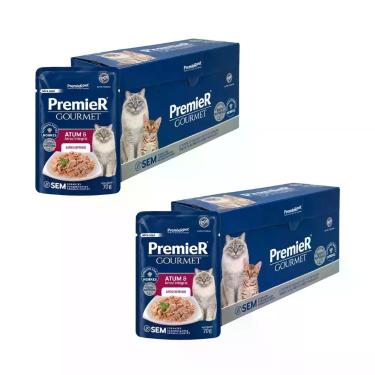 Imagem de 2 Caixa 20Un Sachês 70g Premier Gourmet Gatos Adultos Castrados Alimen