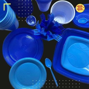 Imagem de Kit chá Revelação para 100 pessoas: Pratos, Garfos, Copos e cumbucas -