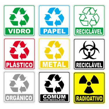 Imagem de Kit Adesivo Lixo Reciclavel 10cmx10cm Cor Colorido