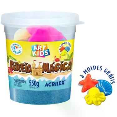 Imagem de Massa Areia Areia Magica Azul 550G C/MOLD Pote - Acrilex