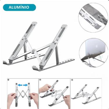 Imagem de Suporte Aluminio Dobrável Para Notebook Articulado Prateado - FAZA