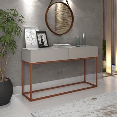 Imagem de Aparador Eros 110cm Comprimento Pés Em Metal Cobre Móvel Off White
