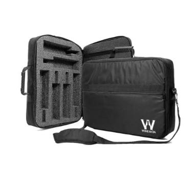 Imagem de Bolsa Mala Para Transportar 6 Garrafas Vinho em Viagens Com Espuma De Proteção Anti Shock Wine & Companhia (Preto)