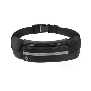 Imagem de Pochete Esportiva Corrida Slim Porta Garrafa de Água e Celular Impermeável com Faixa Refletiva Preto OEM