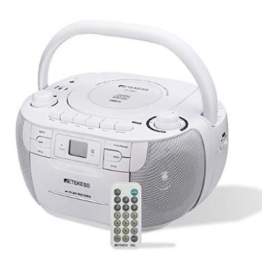 Imagem de Retekess TR621 CD Player Cassete Boombox AM/FM | para Casa, Cd/cassete, Som Estéreo, Gravação Fita, Branco