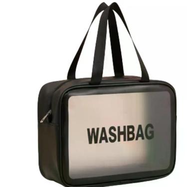 Imagem de Necessaire Feminina Transparente Grande Impermeável - Alwy, Preto