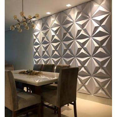 Imagem de Kit 12 Placa Revestimento Plastico Teto Interno Externo Fachada Flexivel Sala Parede Branco 3d