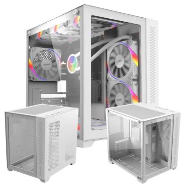 Imagem de Gabinete Pcyes Forcefield White Ghost Gamer Suporta Water Cooler e  At