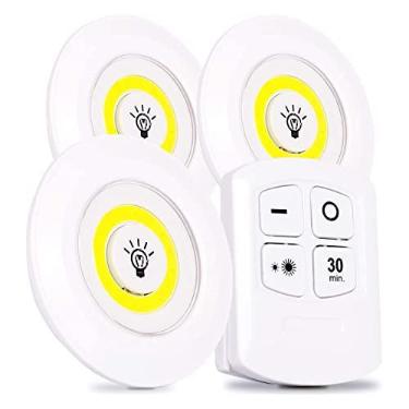 Imagem de Luminária 3 Lâmpadas de Led Spot Branco frio 6500k Sem Fio Com Controle Remoto Sem fio e Fita Dupla Face