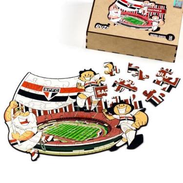 Imagem de Quebra-cabeça São Paulo FC Kids 50 Peças De Madeira - Puzi (Com Peças Especiais)