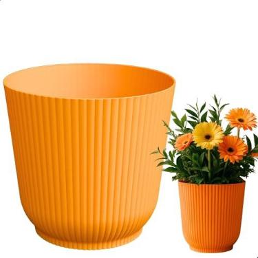Imagem de Cachepot Talin Mostarda 1,5L 14cm x 13cm de Polipropileno Duro e Resistente, Compativel com Sistema Autoirrigável - Vaso Decorativo Elegante para Plantas - Top Garden