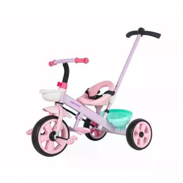 Imagem de Triciclo Infantil Rosa Candy com Empurrador Pedal e Apoio de Pé Rosa Unitoys