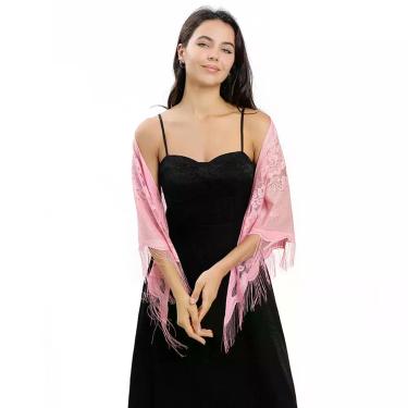 Imagem de Echarpe de Renda Xale Franja Sofisticação e Elegância Luxo - - anjo da