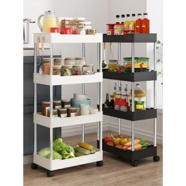 Imagem de Armário Carrinho Organizador Com Camadas Com Rodinhas Cozinha Banheiro Quarto Casa(Aleatorio,KIT COM 3 (P+M+G))