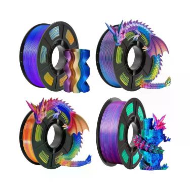 Imagem de Filamento De Impressão 3D PLA Seda Tricolor 1.75mm 250g Alta Precisão 