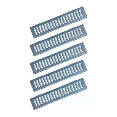 Imagem de Kit Ralo Grelha Linear e Caixilho GEZ001X5OM Resistente com Aço Galvanizado Cinza Ouro Minas 10x50cm