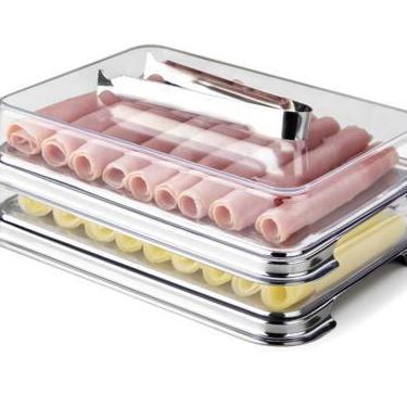 Imagem de Porta Frios inox Duplo pinça tampa Acrílico Conjunto Forma