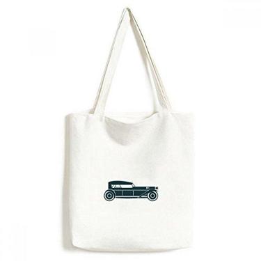 Imagem de Bolsa de lona geométrica verde clássica com contorno de carros, bolsa de compras, bolsa casual