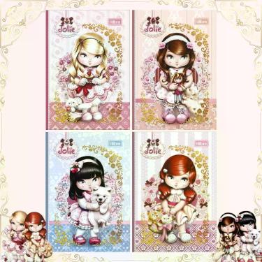 Imagem de Kit 04 Cadernetas (Pequena) Costurada Jolie 80 Folhas Decoradas 10,5cm