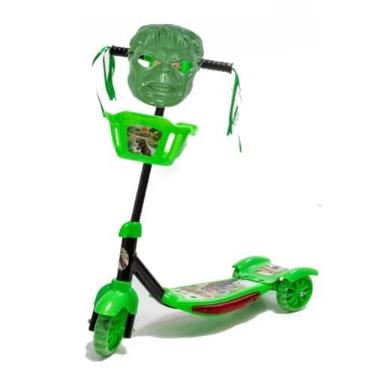 Imagem de Genérico, Patinete Infantil de 3 Rodas Dino Com Luz Cesta Som + Hulk.