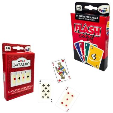Imagem de Kit Jogo de Cartas Baralho Truco + Jogo Flash Carta das Cores - Minito