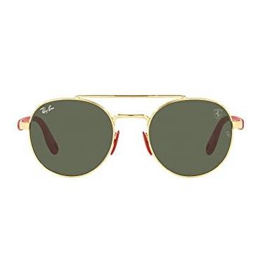 Imagem de Ray-Ban Óculos de sol redondos Rb3696m Scuderia Ferrari Collection, Ouro/Verde escuro, 51 mm
