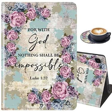 Imagem de Capa e porta-copos para Samsung Galaxy Tab A7 Lite 2021, suporte ajustável à prova de choque para Samsung Tab A7 Lite 8,7 polegadas (SM-T220/T225/T227), Lucas 1:37 floral (com porta-copos para copos)