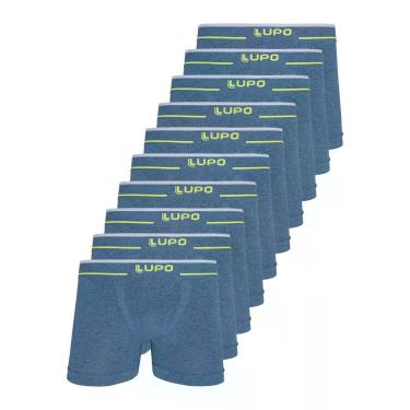 Imagem de Kit com 10 Cuecas Boxer Lupo 17800-001 Plus Size, Azul, XG