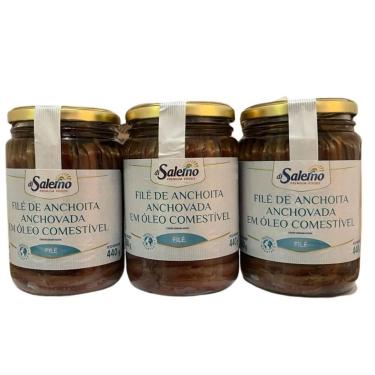 Imagem de Kit 03 Un Filé De Anchova Di Salerno Em Óleo Comestível 550g