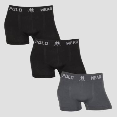 Imagem de Kit 3 Cuecas Polo Wear Lisa Infantil Masculina Sem Costura, 2 preto, 1