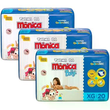 Imagem de Fralda Turma da Mônica Baby - Kit com 3 pacotes - Tam XG - 60 Unidades