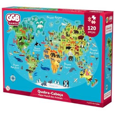 Imagem de GGB Quebra-Cabeça Mapa Mundi dos Animais 120 Peças