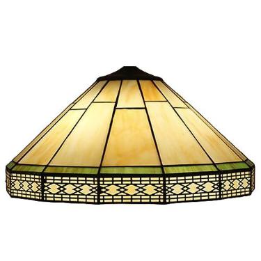 Imagem de Errzom Abajur Mission Tiffany de substituição de acessórios de 40,6 cm de largura, abajur de vitral bege âmbar apenas para candeeiro de mesa, luminária de chão, luminária pendente de teto, A