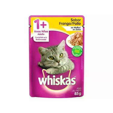 Imagem de Ração Úmida para Gato Adulto Sachê - Whiskas Frango ao Molho 85g, Fran