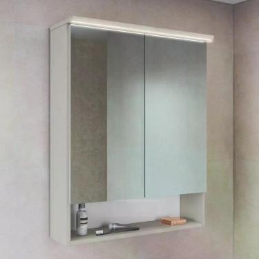 Imagem de Armário Espelheira para Banheiro com 2 Portas e Iluminação LED Bege/Ar