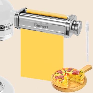 Imagem de Rolo de massa para batedeira KitchenAid, máquina de macarrão para acessórios de batedeira KitchenAid, acessório de massa de aço inoxidável para batedeira KitchenAid, 8 engrenagens ajustáveis por Gomen